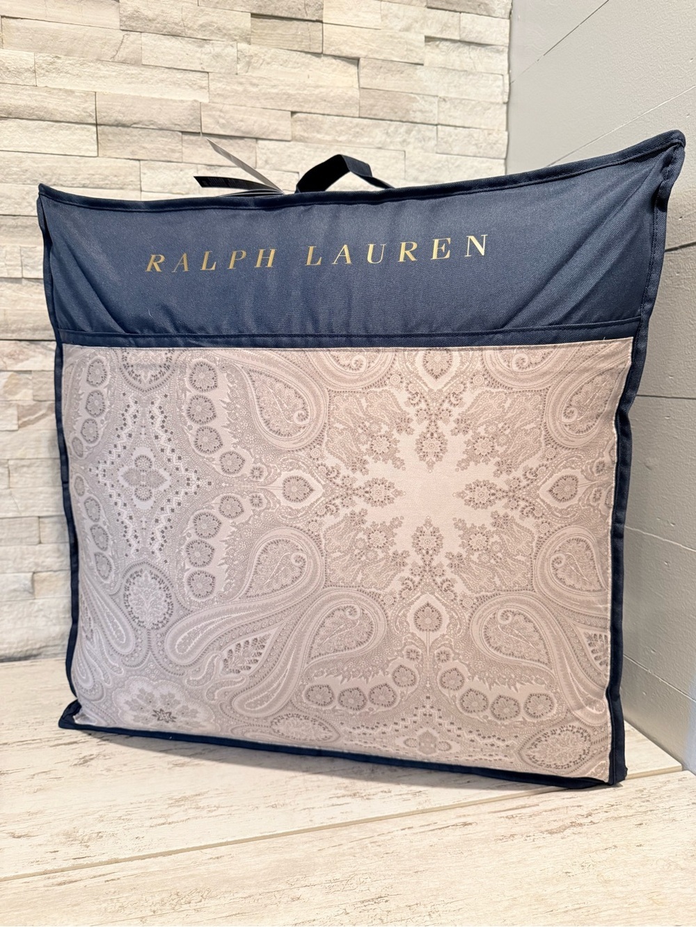 Ralph Lauren Queen Beaumont Paisley Cotton Comforter 94” x 96” Stone NWT $550 - Picture 9 of 15